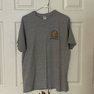 Gildan Heather Gray Tee with Basketball Emblem